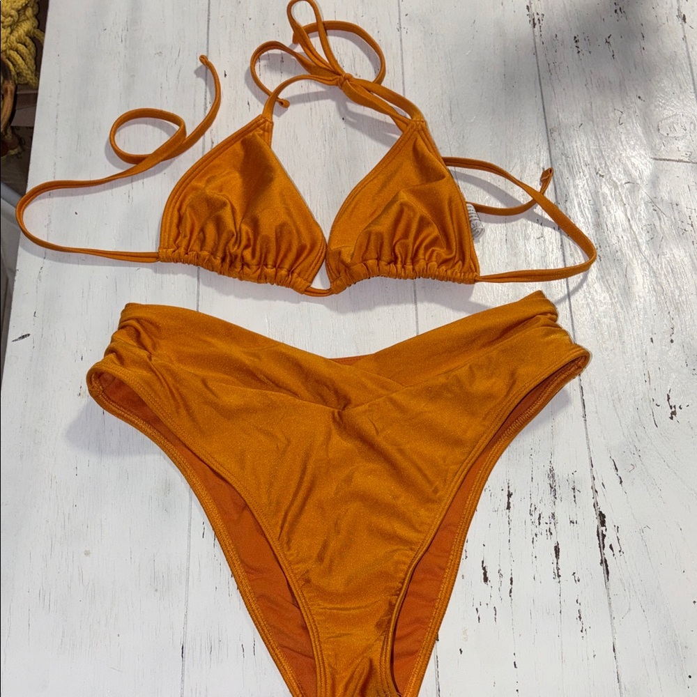Abercrombie & Fitch Vibrant Orange Swimwear large to medium crossover bottom